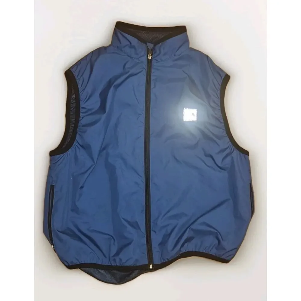 Vintage North Face Nylon Vest Mens XL Blue Black Zip Biking Running